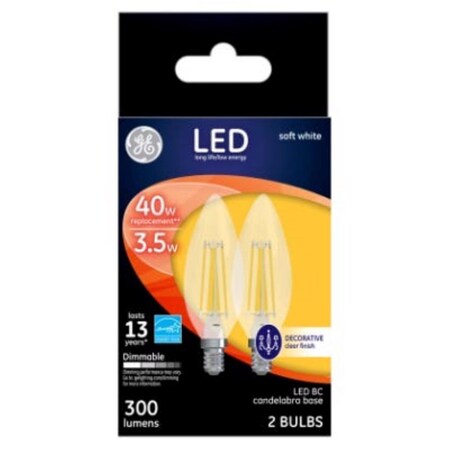 BC E12 (Candelabra) LED Bulb Soft White 40 Watt Equivalence , 2PK